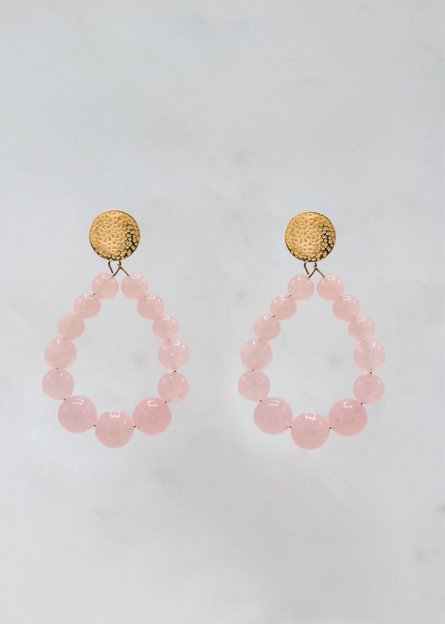 Ohrstecker mit rosa Perlen, gold