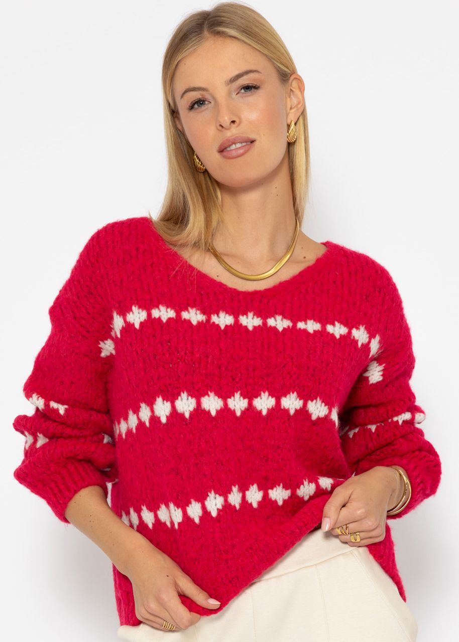 Pullover mit Fantasie-Streifenmuster - pink