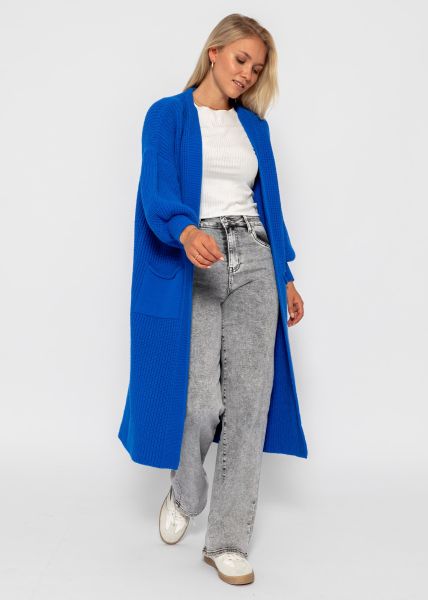 Langer super soft Cardigan mit Taschen - royalblau