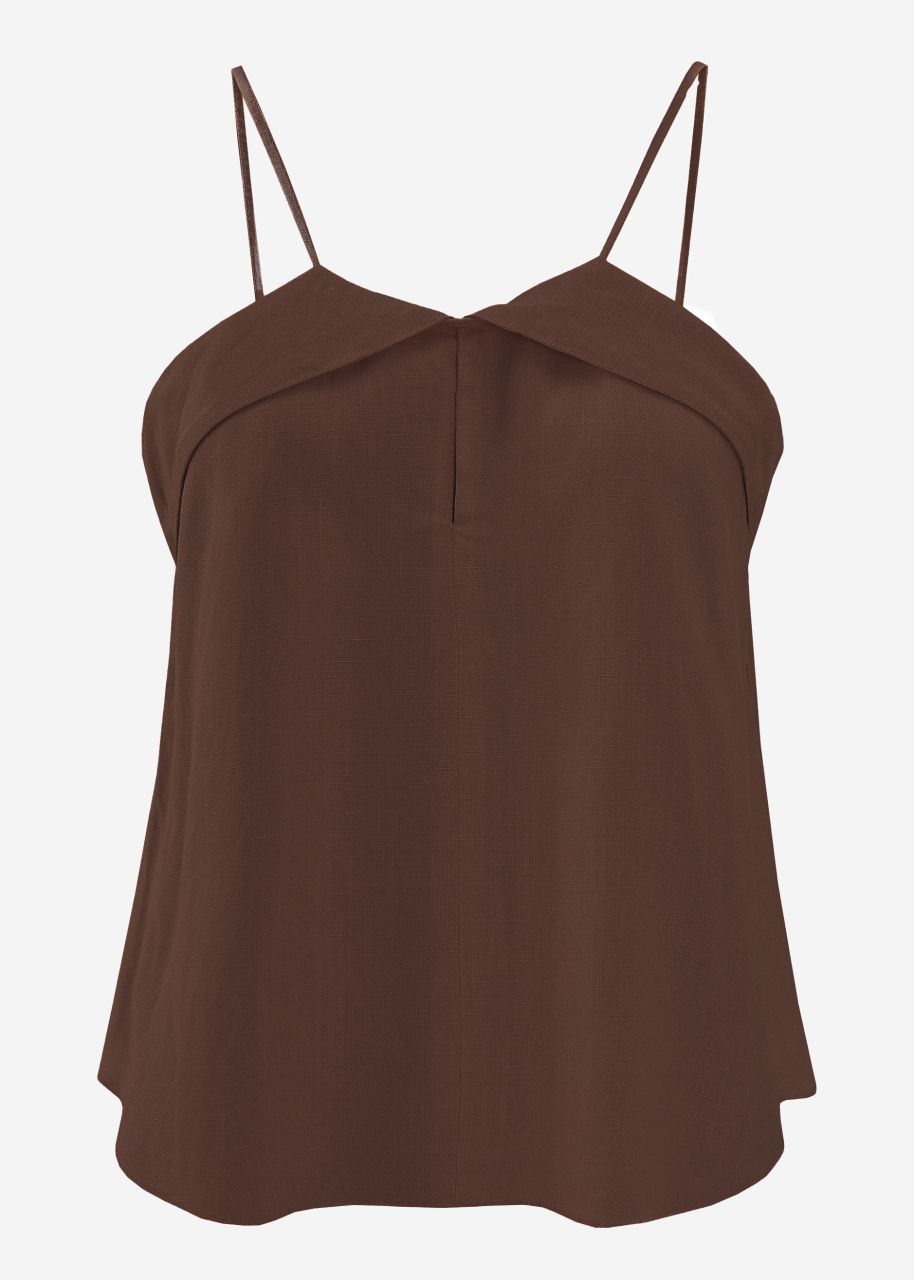 Leinen Top mit Spaghetti-Trägern - braun