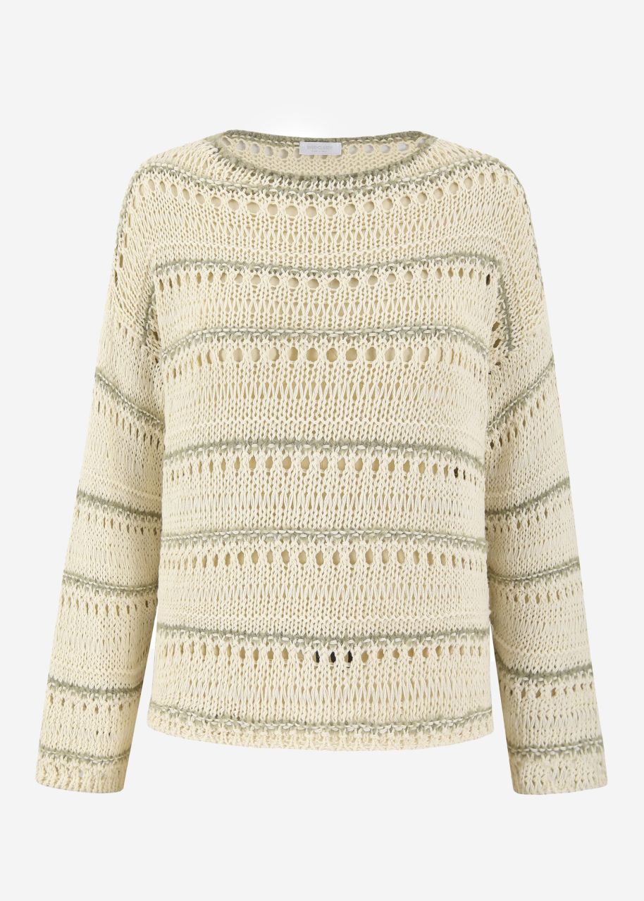 Pullover mit Ajour Muster - beige-khaki