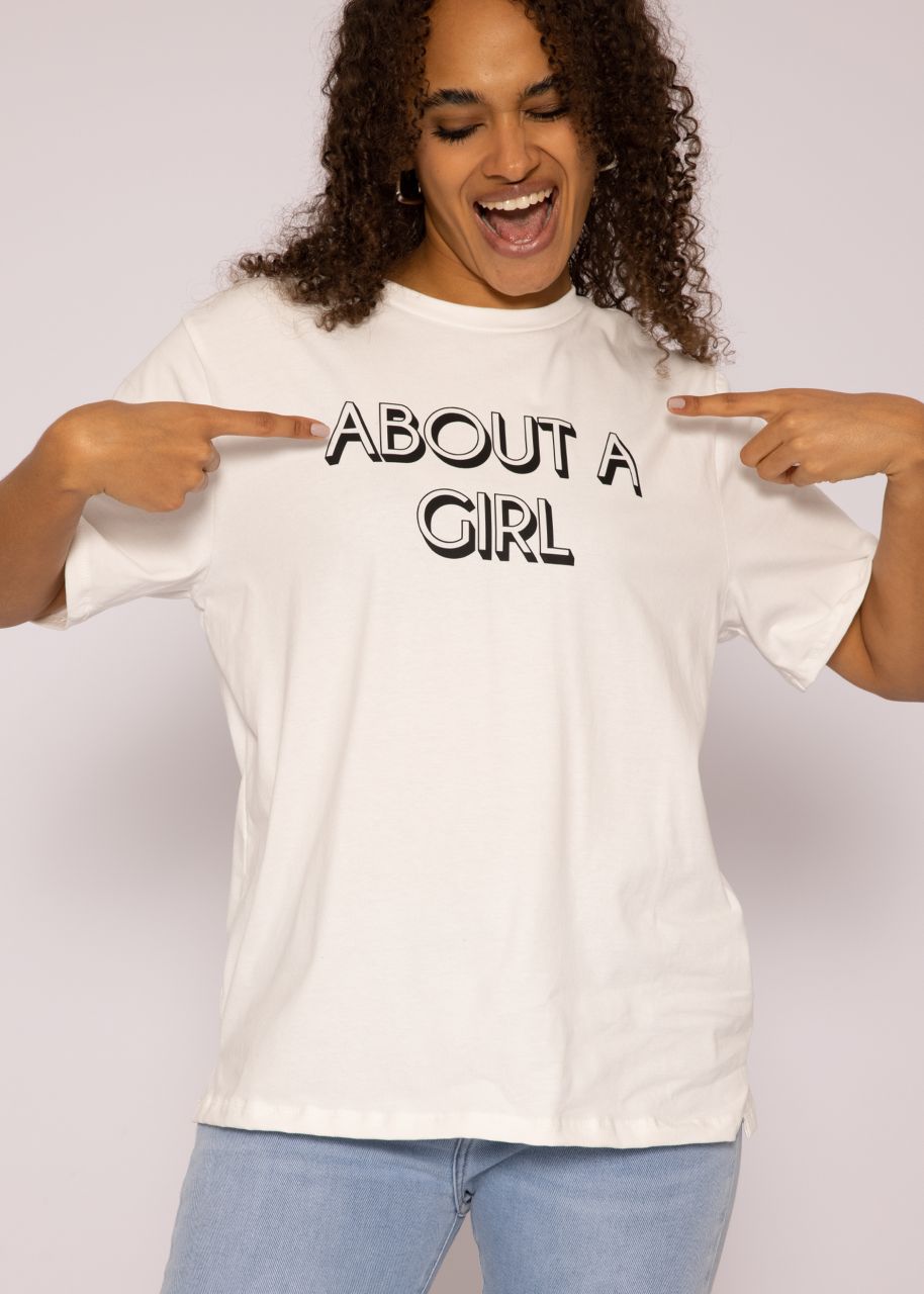 Boyfriend-Shirt "ABOUT A GIRL", offwhite