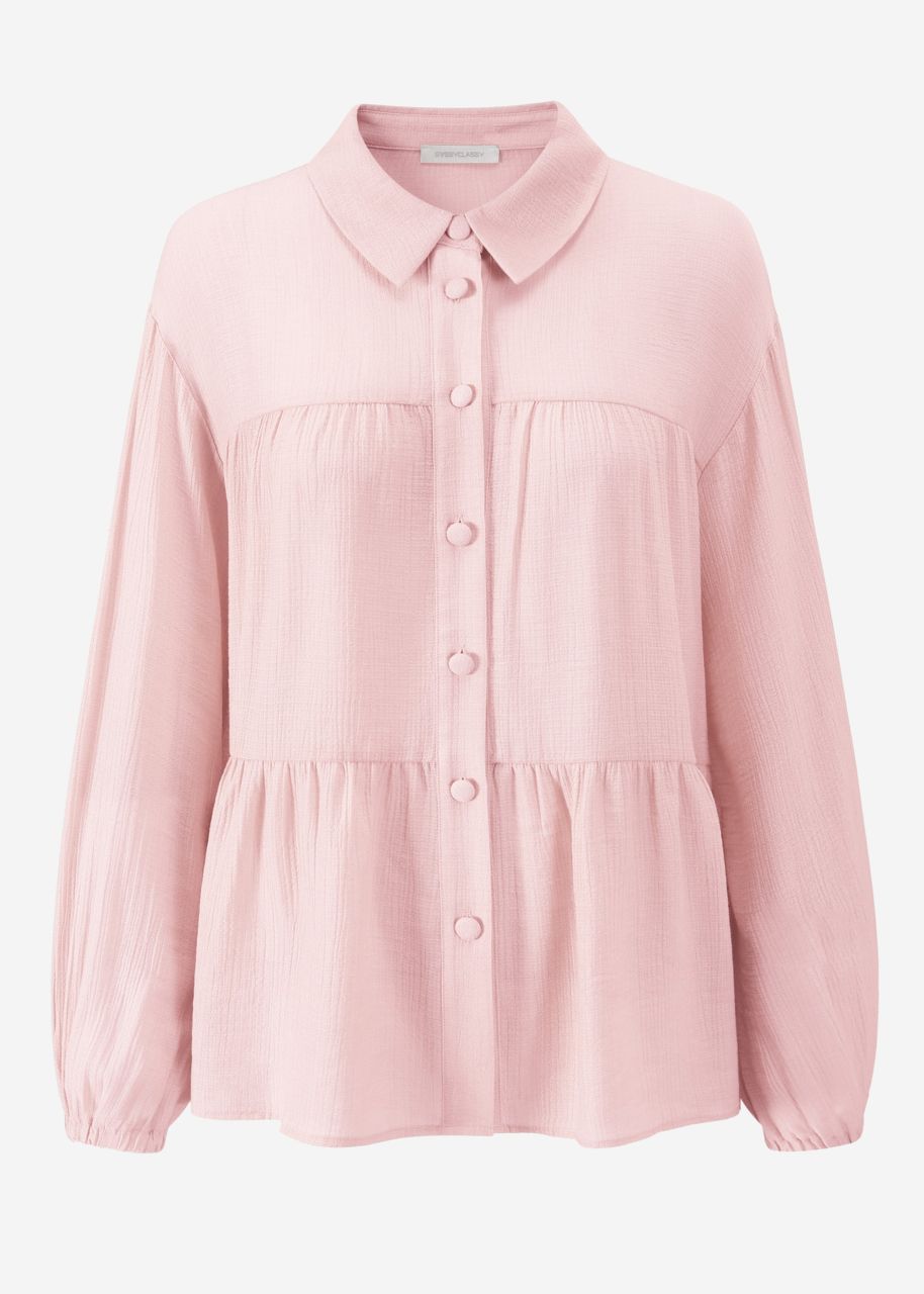 Leichte Bluse mit Volants - altrosa