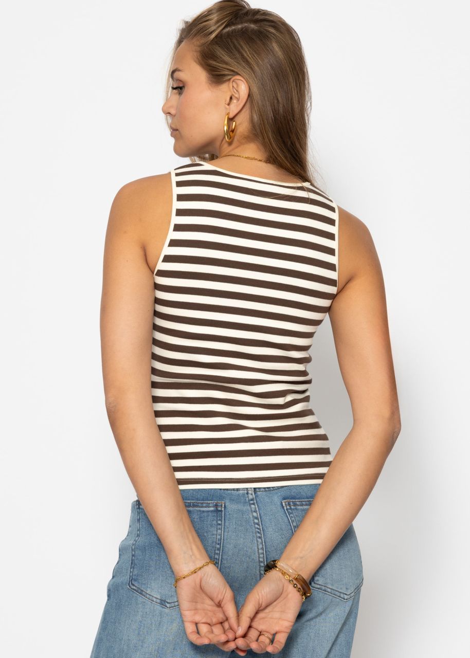 Tank Top gestreift - braun-beige