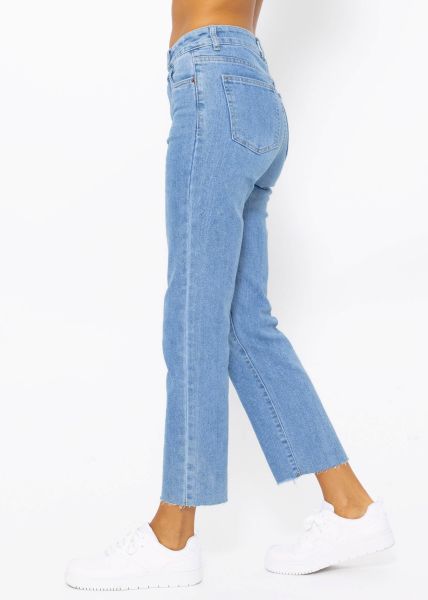 Knöchellange Straight Leg Jeans - blau