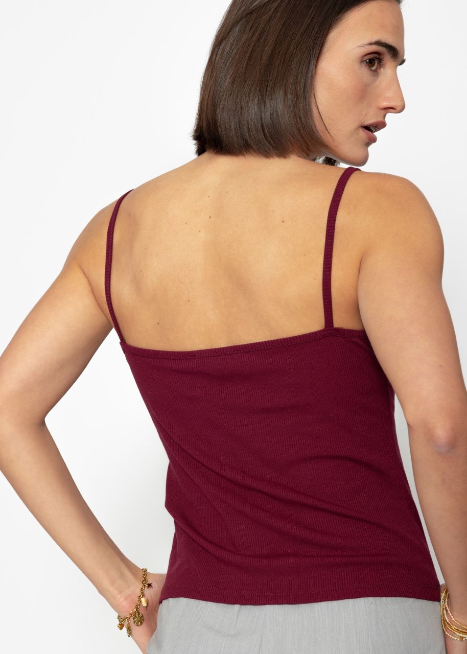 Träger Top mit Spitze - burgundy