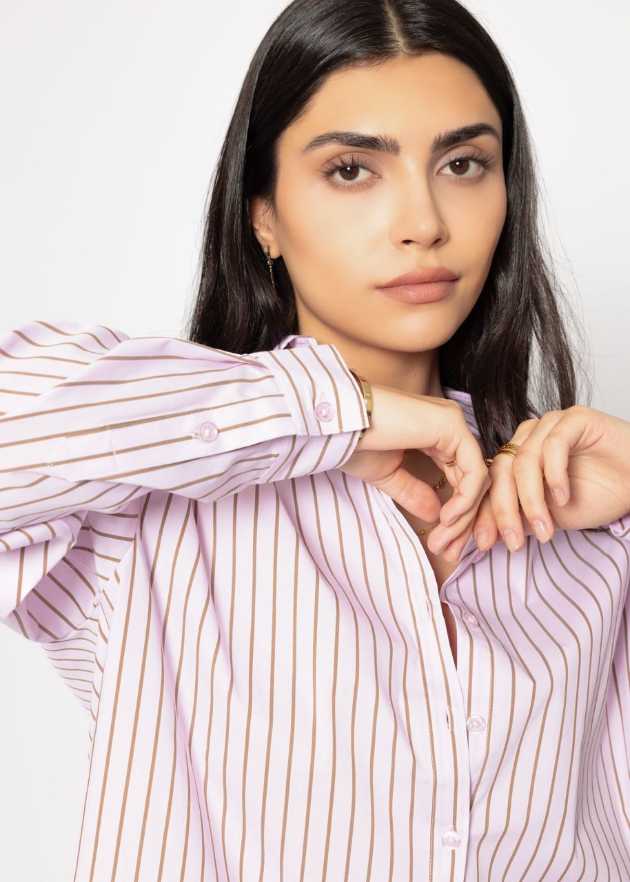 Gestreifte Hemdbluse - rosa