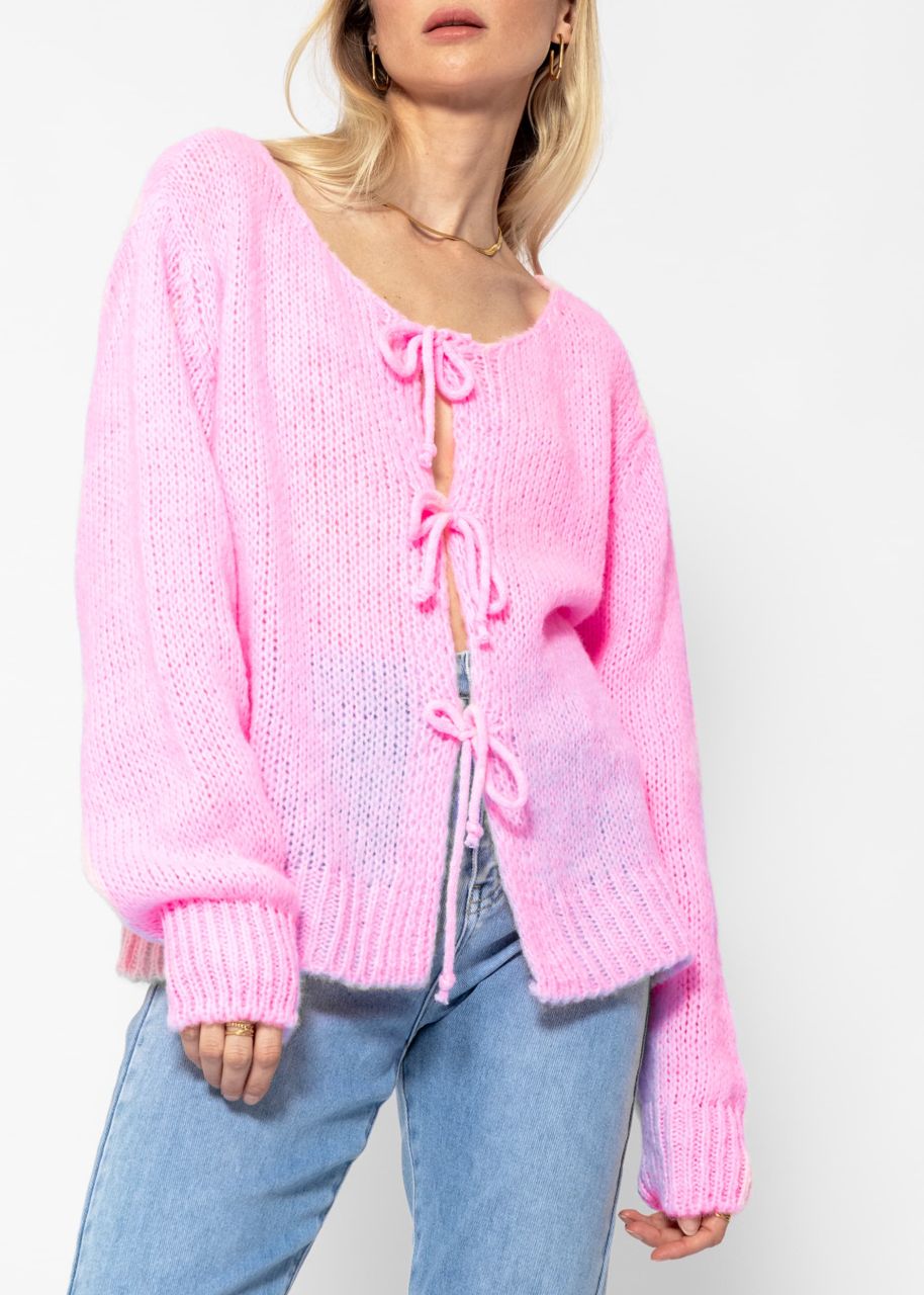 Strickjacke mit Schleifenverschluss - babyrosa