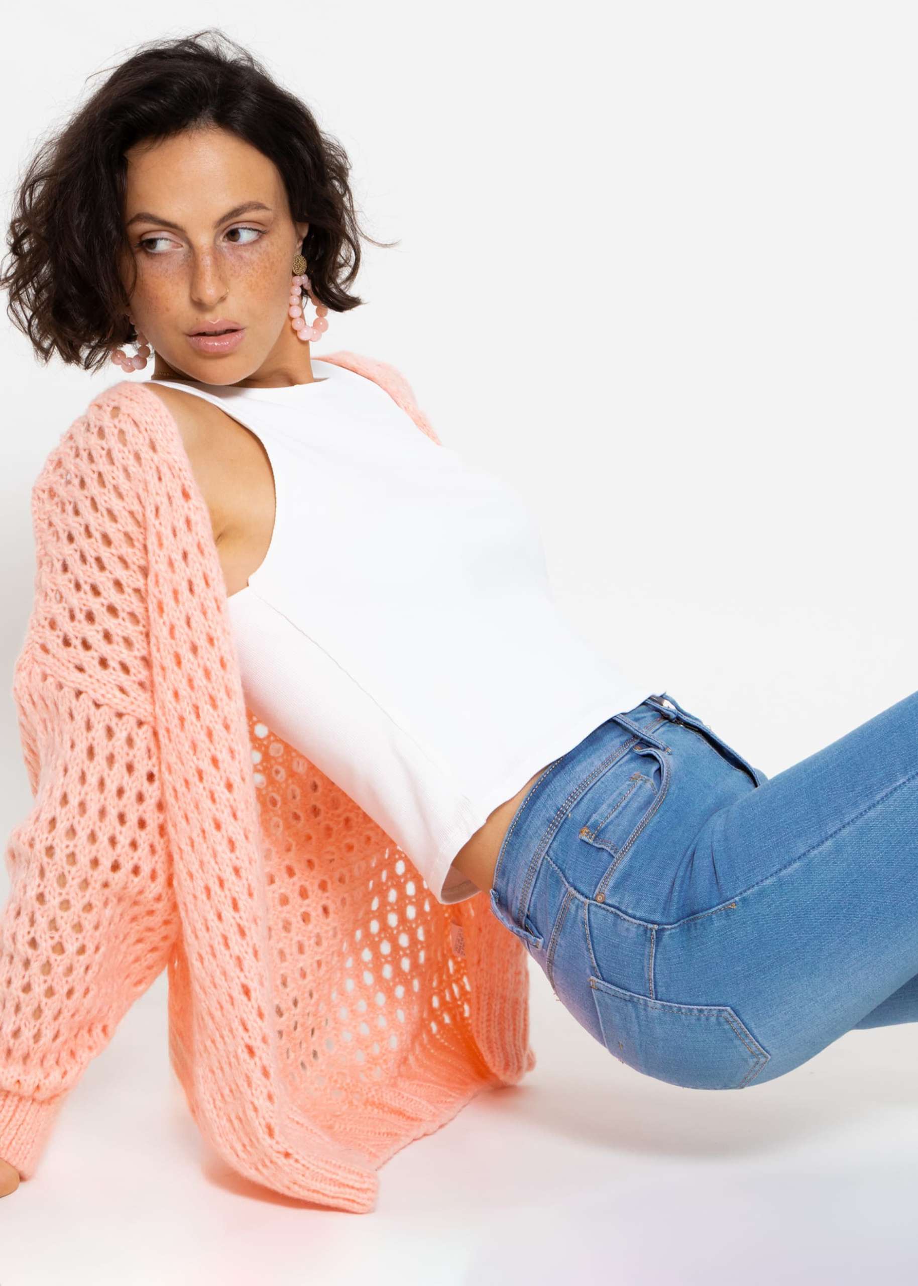 Cardigan in Loch-Strick - peach