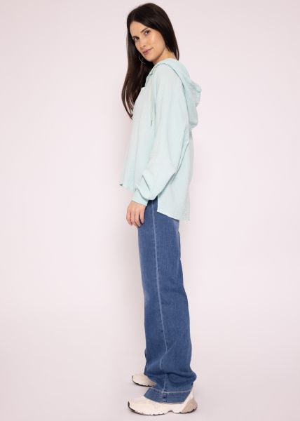 Musselin Bluse mit Hoodie, pastellgrün