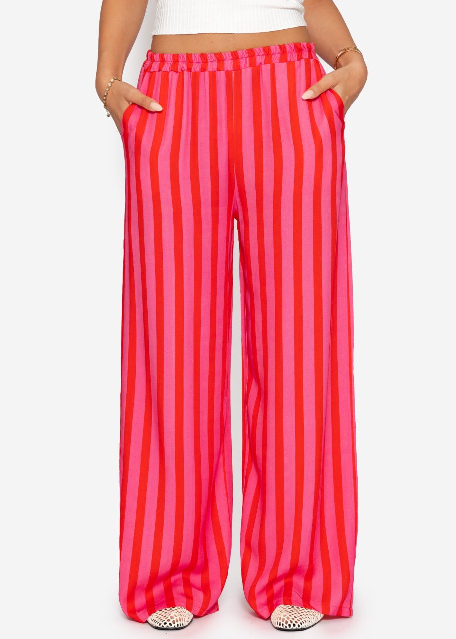Gestreifte Hose mit weitem Bein - pink