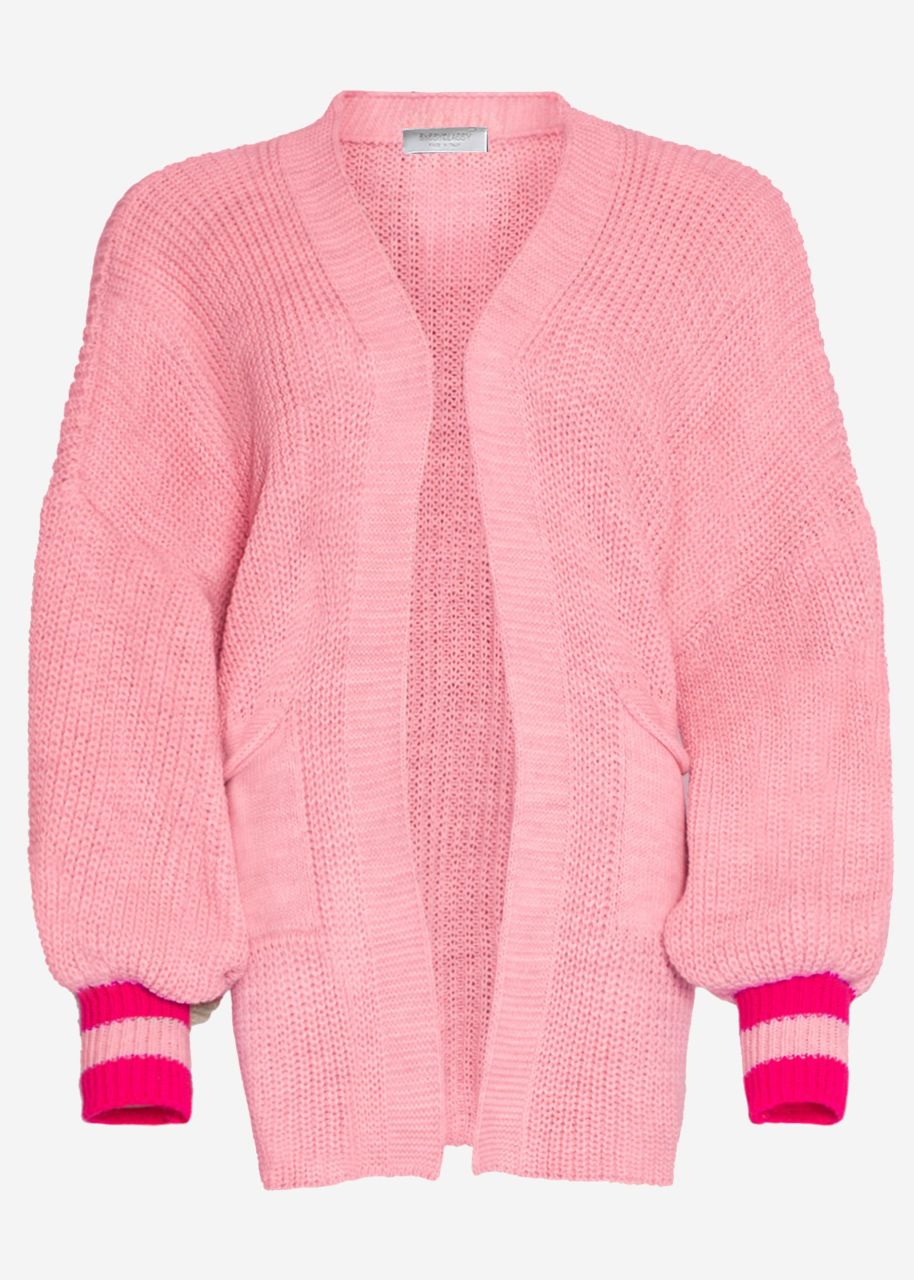 Strick-Cardigan mit pink Streifen, rosa