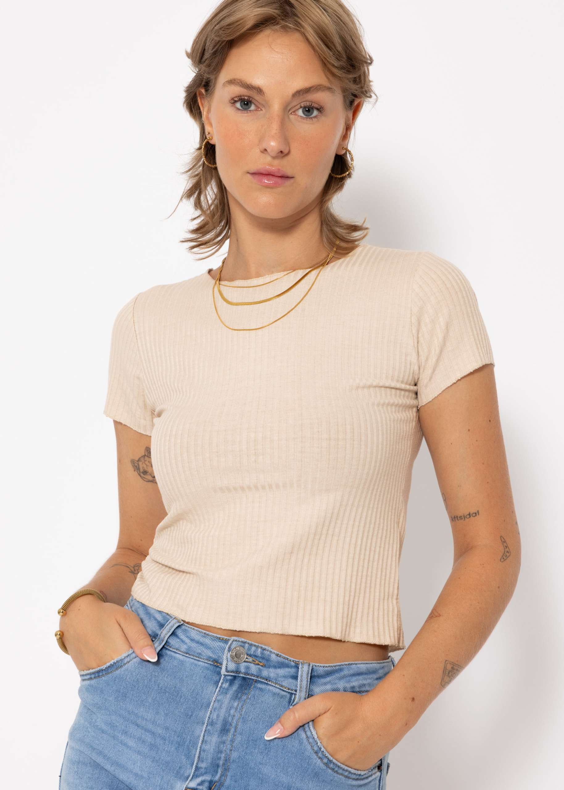 Crop-Shirt, beige