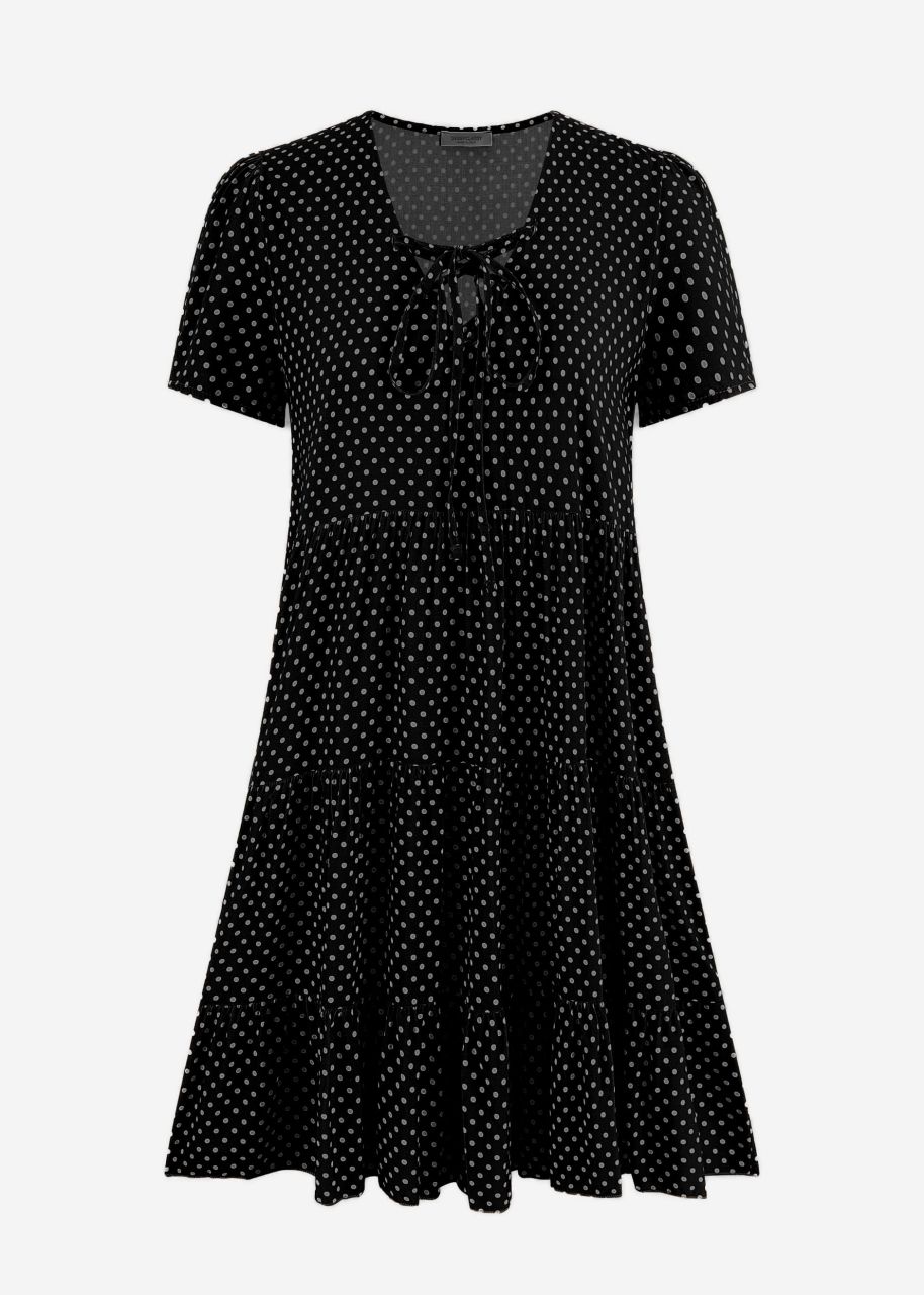 Luftiges Kleid mit Tupfen-Print - schwarz