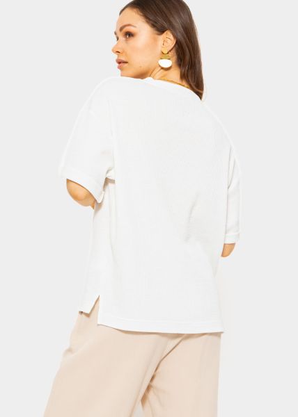 Shirt in Waffelpiqué - weiß