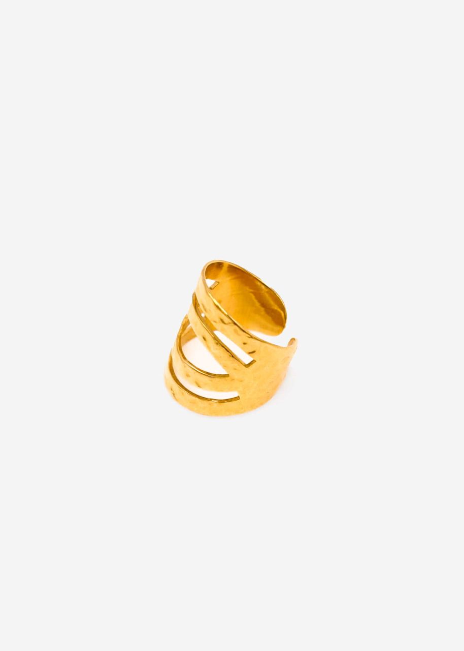 Breiter, gehämmerter Ring, gold