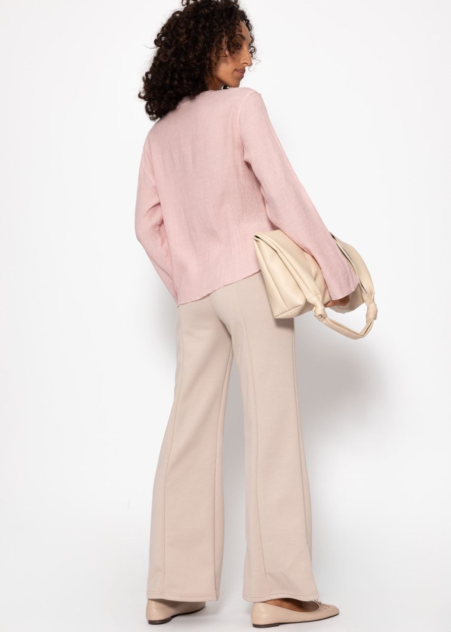 Highwaist Hose mit geradem Bein und Ziernaht - beige
