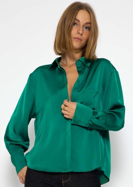 Oversize Satinbluse - grün