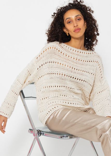 Pullover mit Ajour Muster - beige