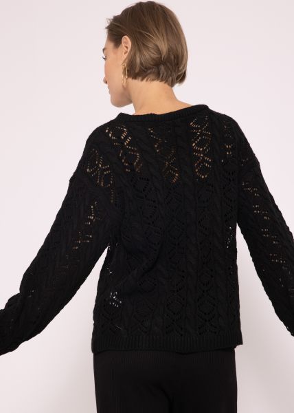 Crochet Pullover, schwarz