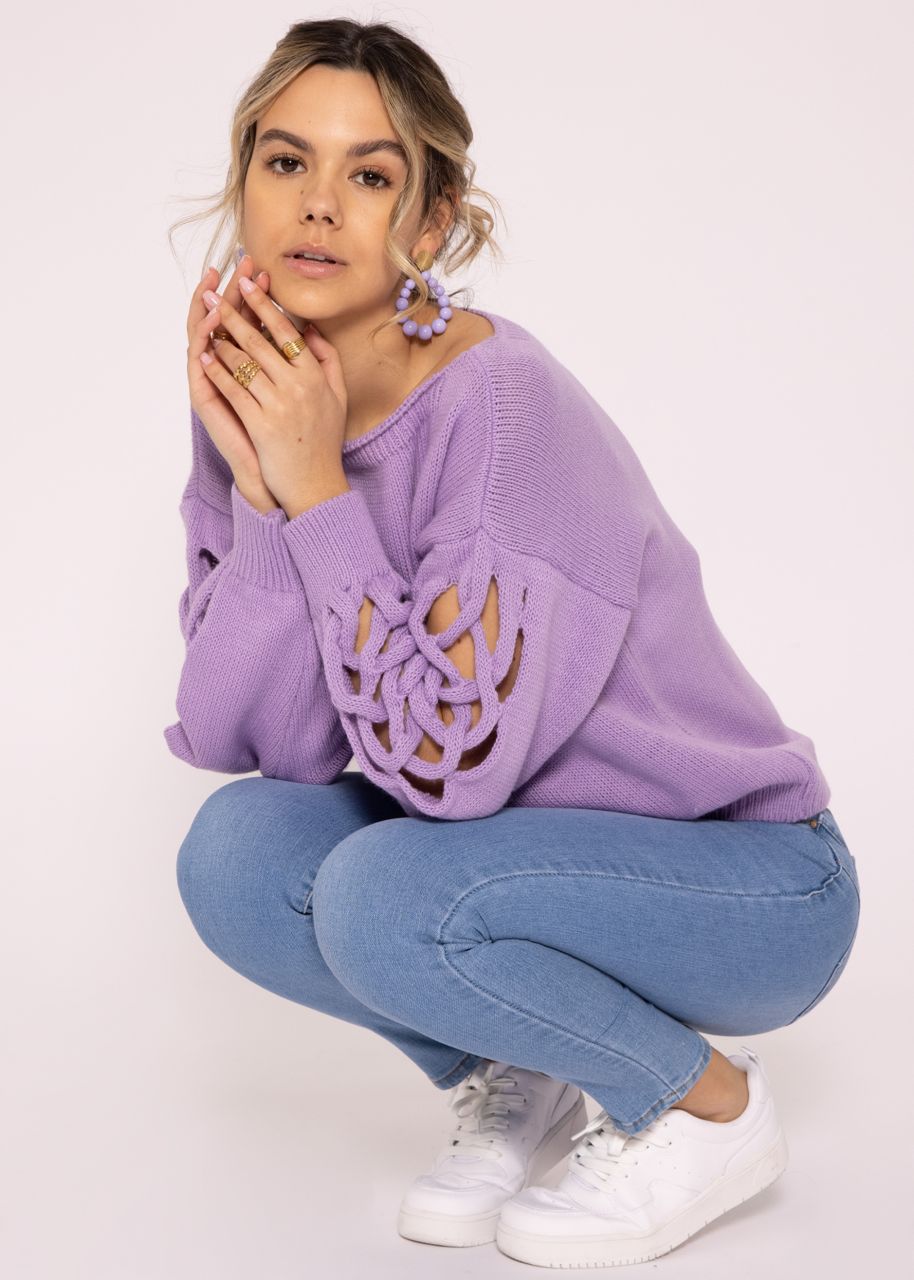 Pullover mit Netz-Muster, lila