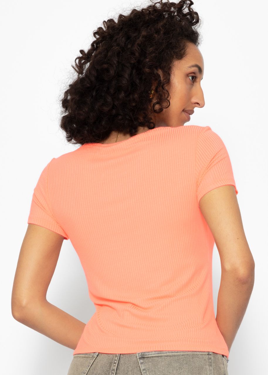 Geripptes T-Shirt - peach