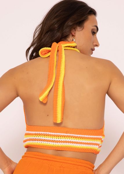 Crochet Top zum Binden, orange