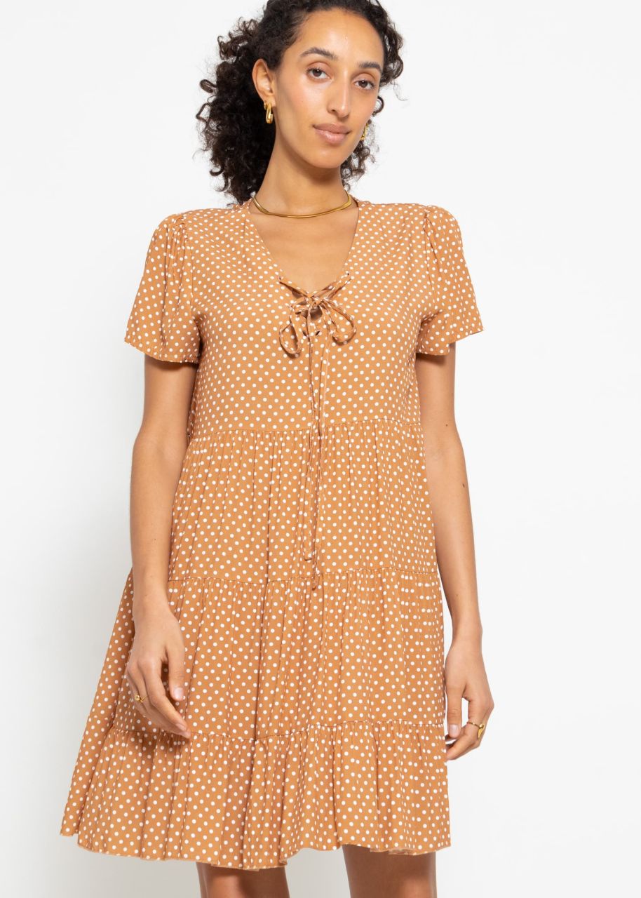 Luftiges Kleid mit Tupfen-Print - braun