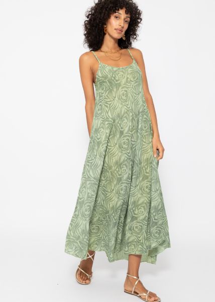 Musselin Beach Kleid mit Print - salbeigrün