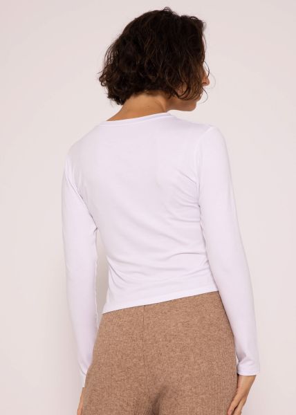Langarmshirt mit diagonaler Biese, offwhite