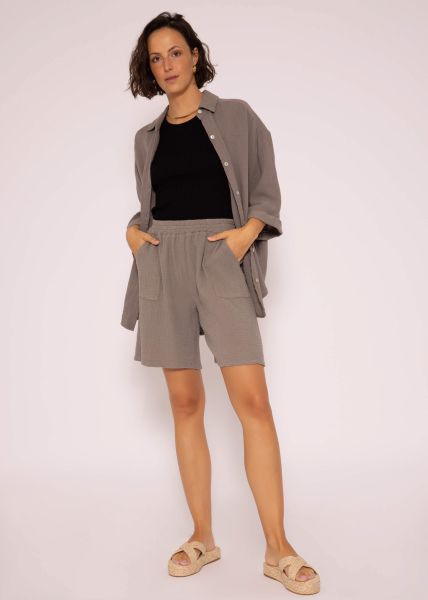 Musselin Bermuda-Shorts, taupe