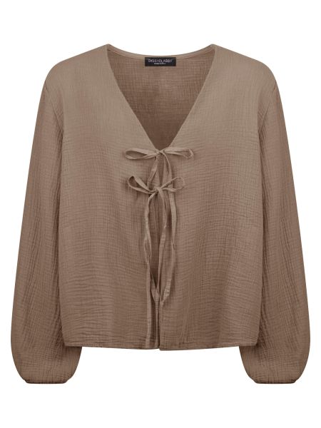 Musselin Blusenjacke mit Bindebänder, taupe