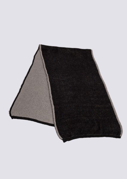 Zweifarbiger Schal mit buntem Lurex, schwarz/grau