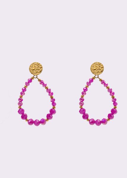 Ohrstecker gold mit Perlen, pink