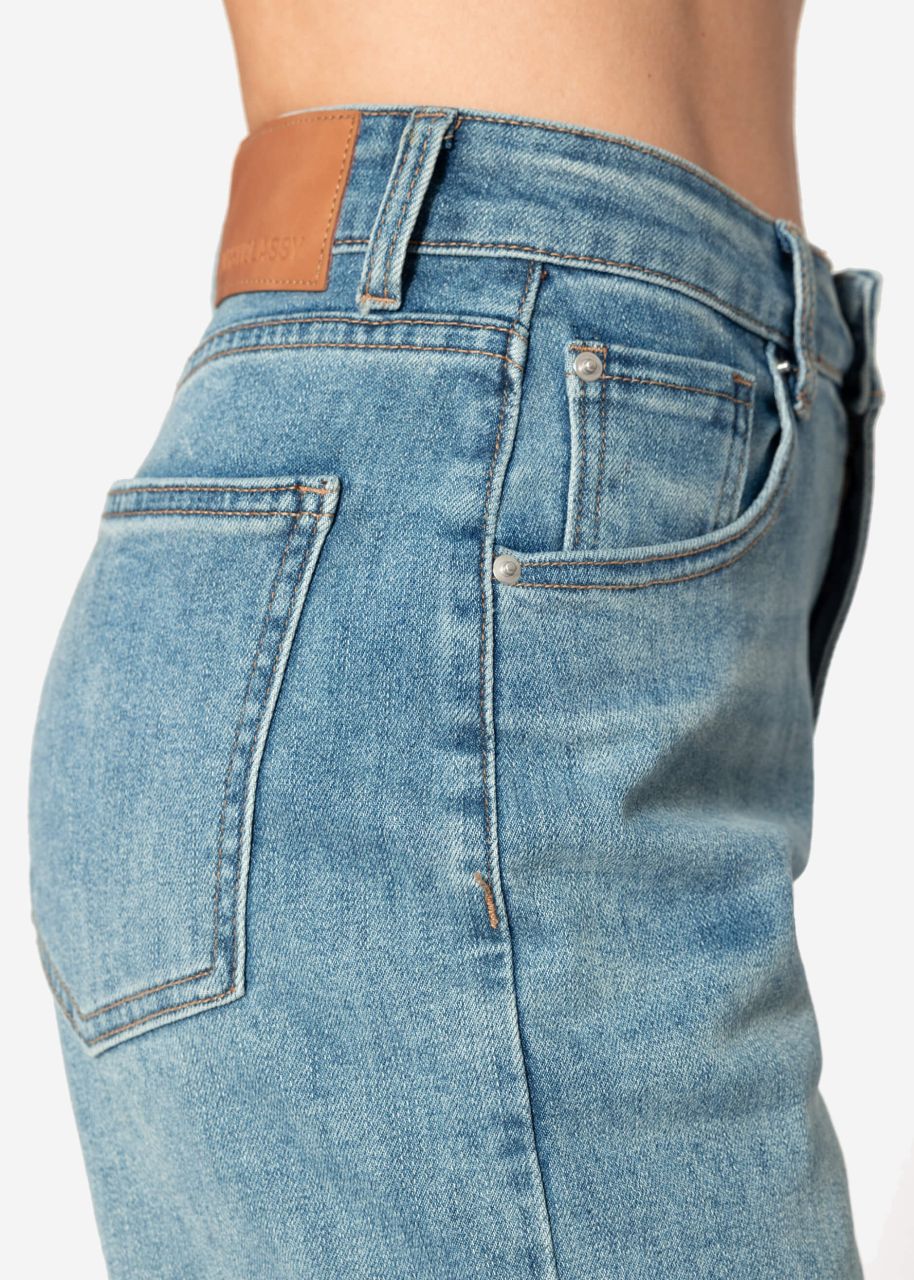 High Waist Karotten-Jeans - blau