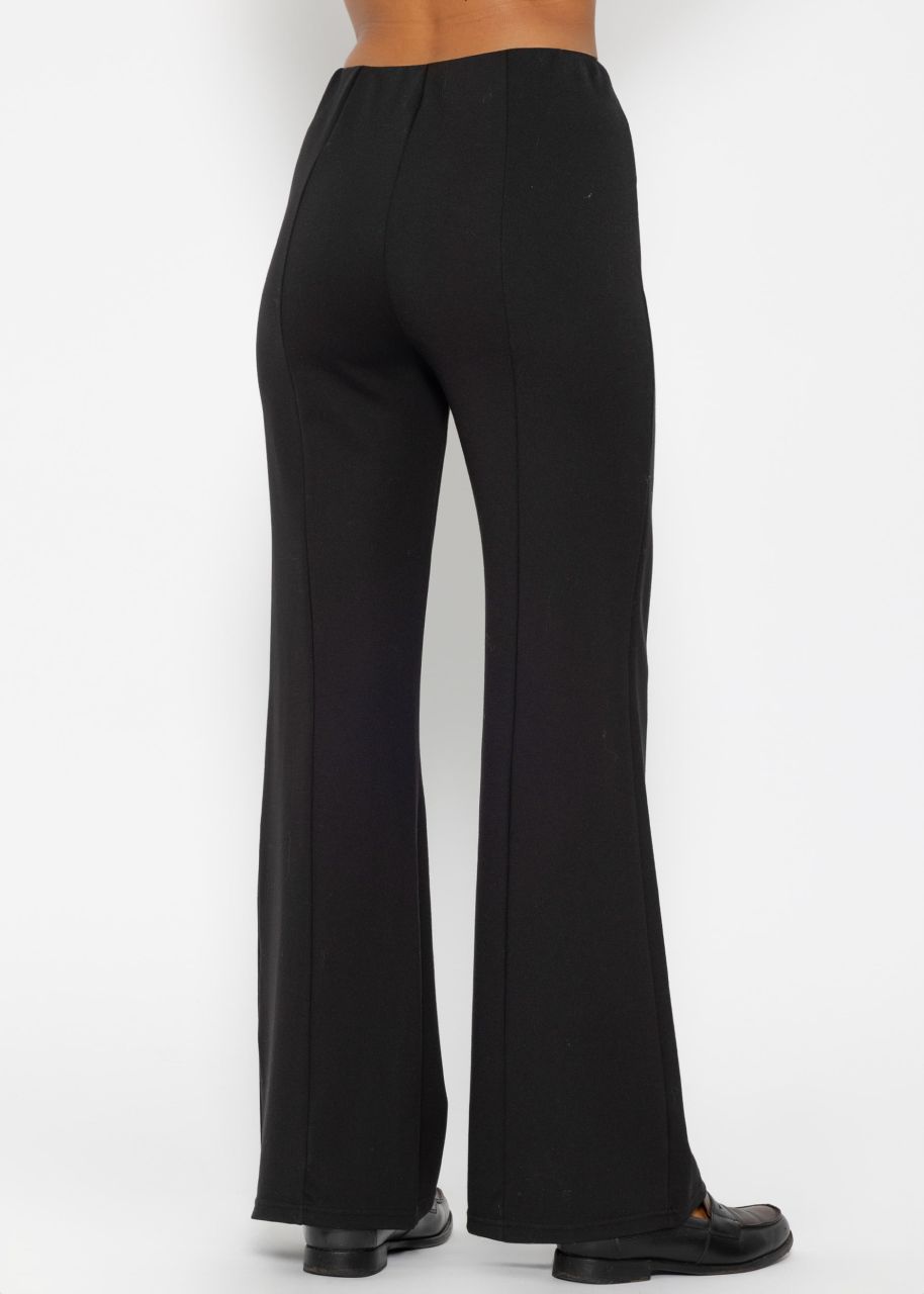 Highwaist Hose mit geradem Bein und Ziernaht - schwarz