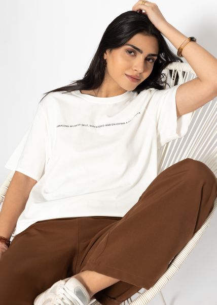 Oversize T-Shirt mit Print - offwhite