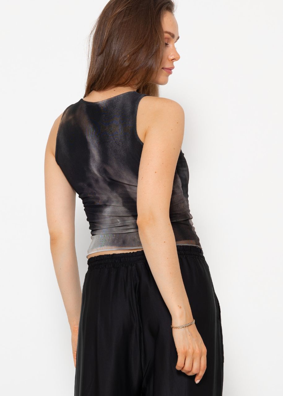 Mesh Tank Top mit Print - anthrazit