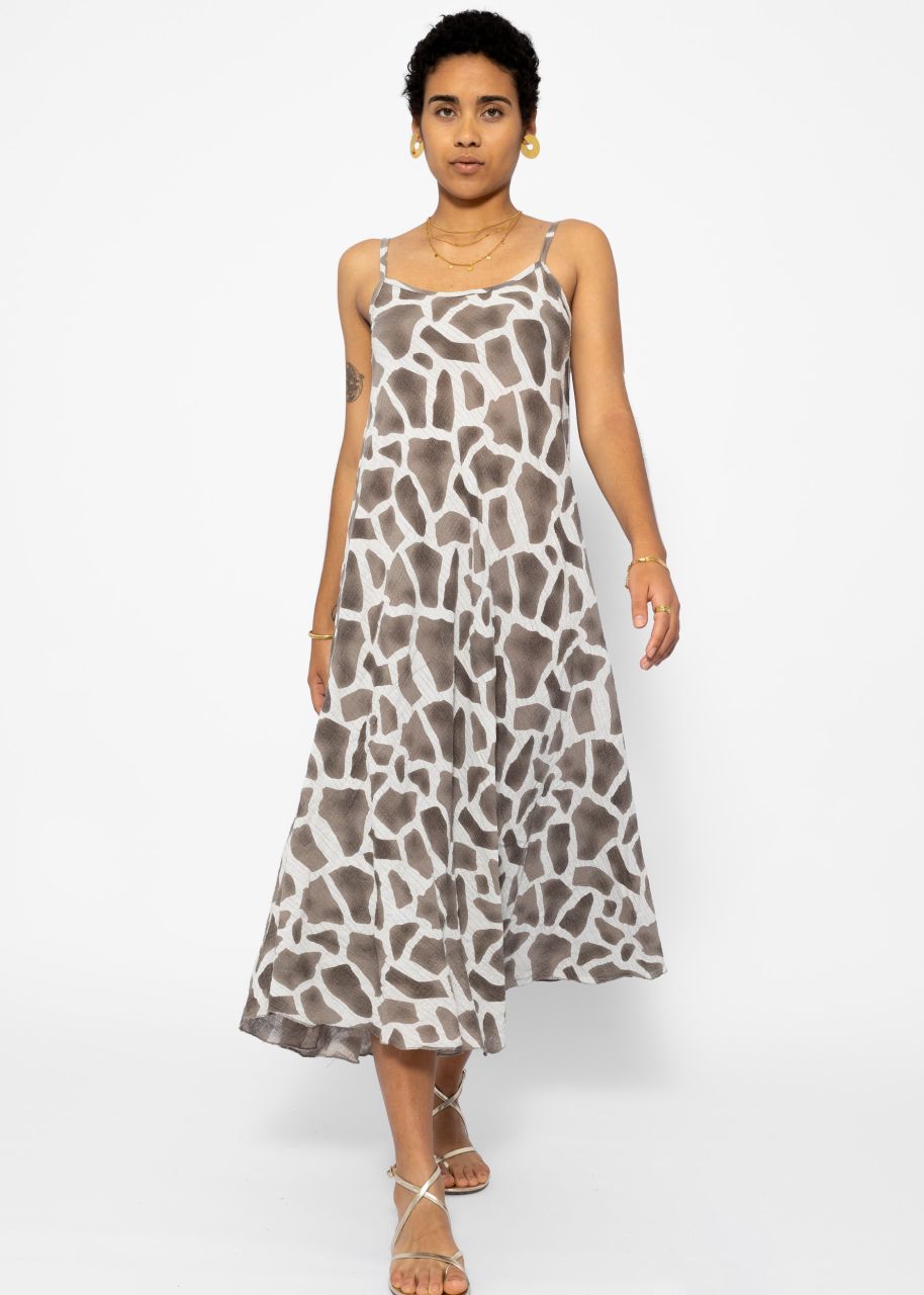 Musselin Beach Kleid mit Animal Print - hellbeige