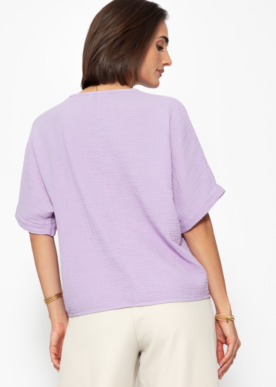 Oversize Musselin Shirt - flieder