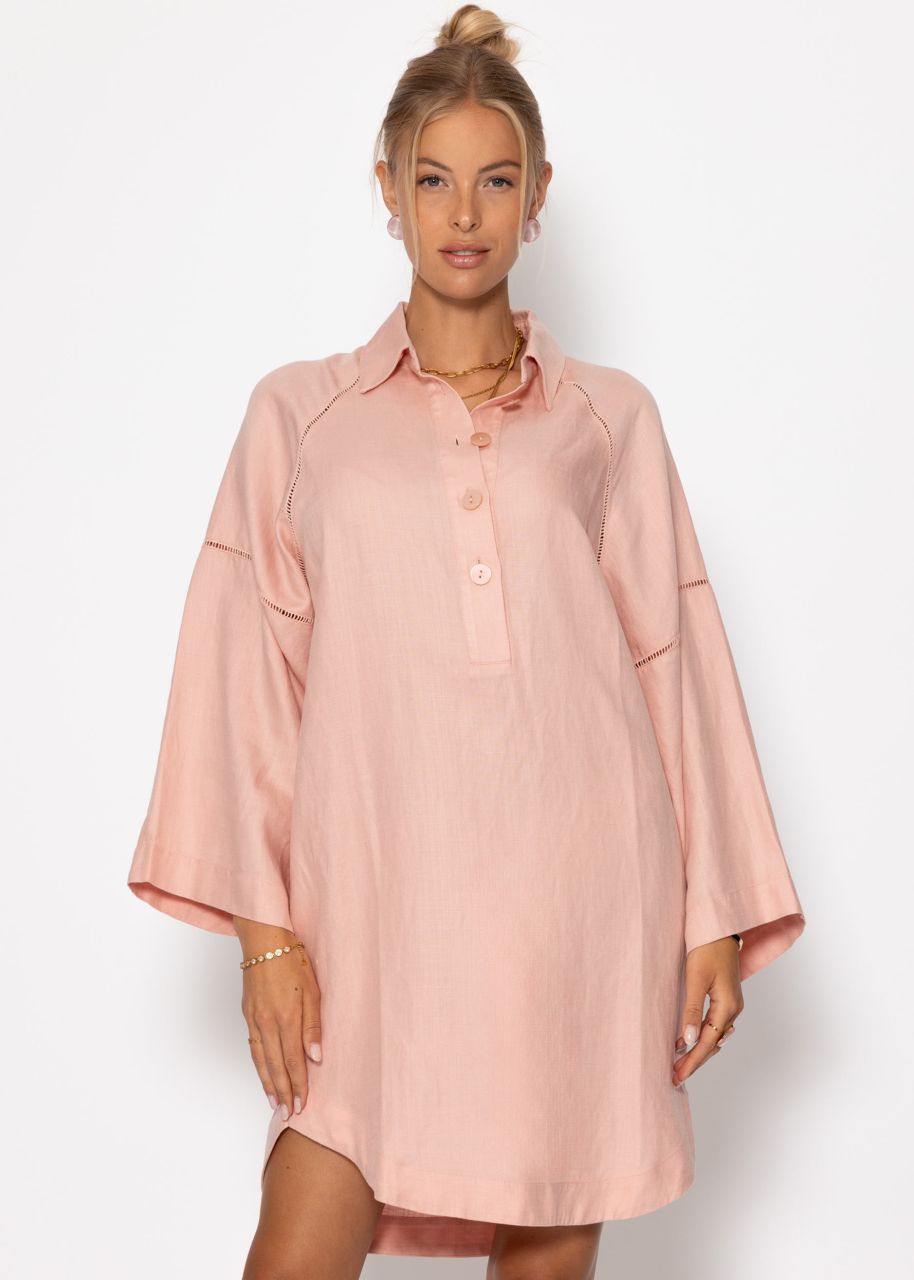 Leinen Kleid mit Knopfleiste - rosa