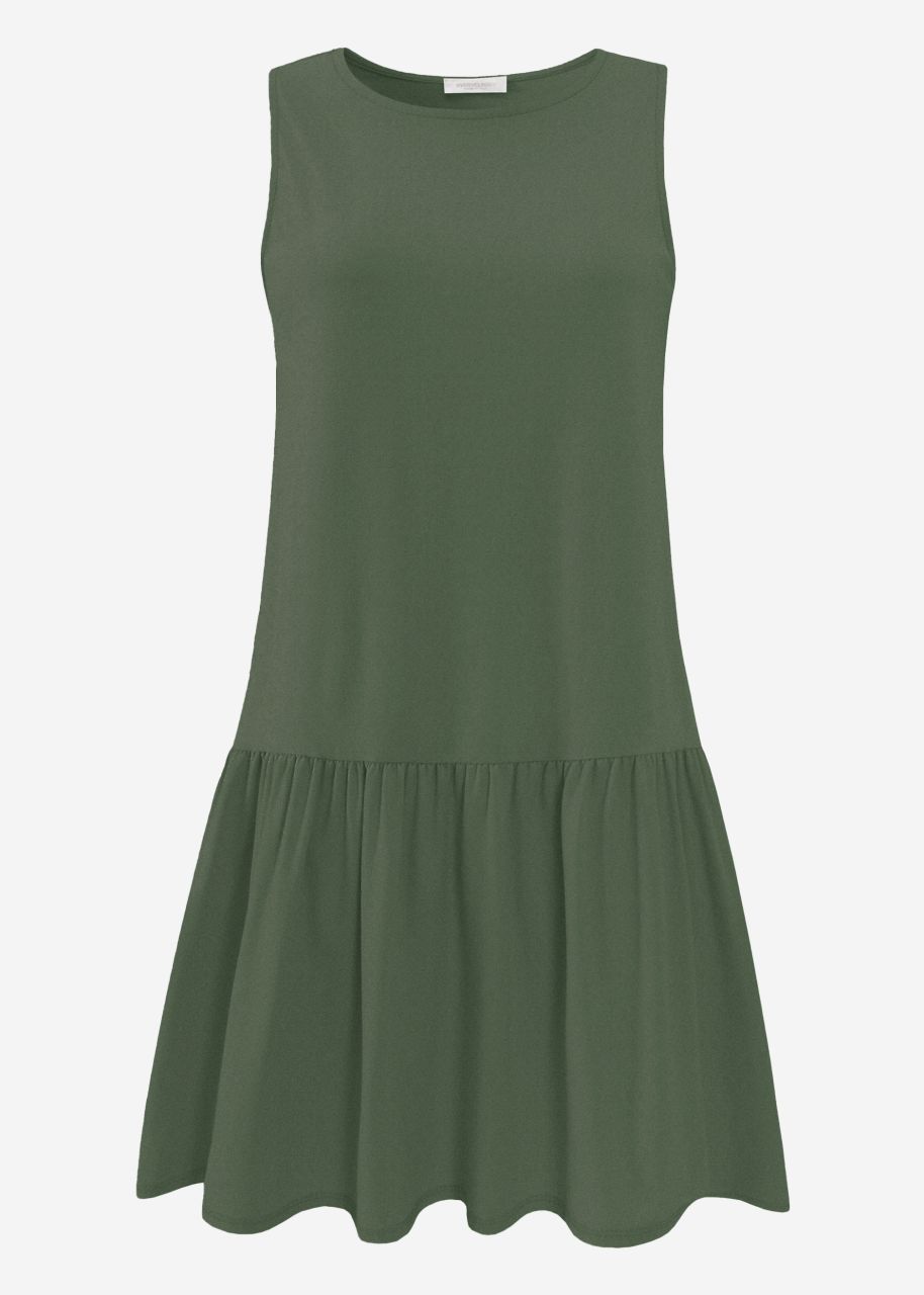 Ärmelloses Kleid mit Volant - khaki