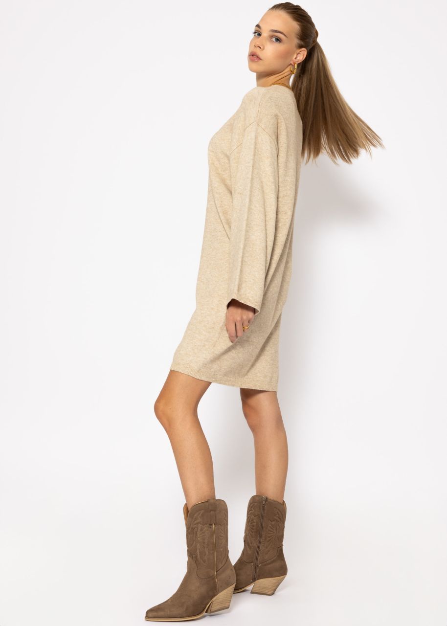 Oversize Kleid in Strick - beige