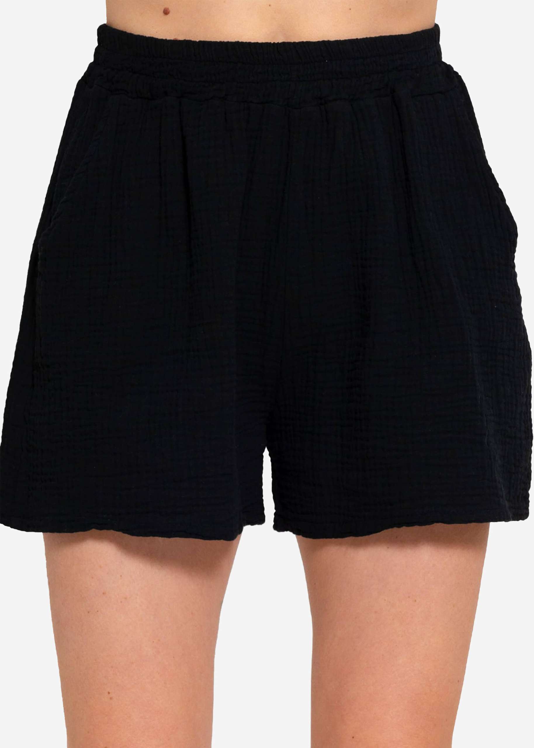 Musselin Shorts, schwarz