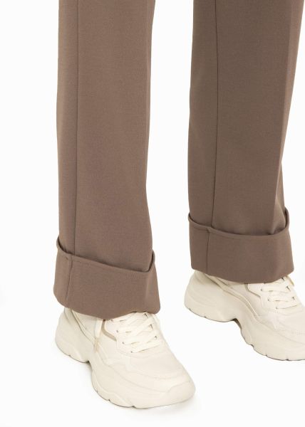 Knöchellange Hose mit Aufschlag - taupe