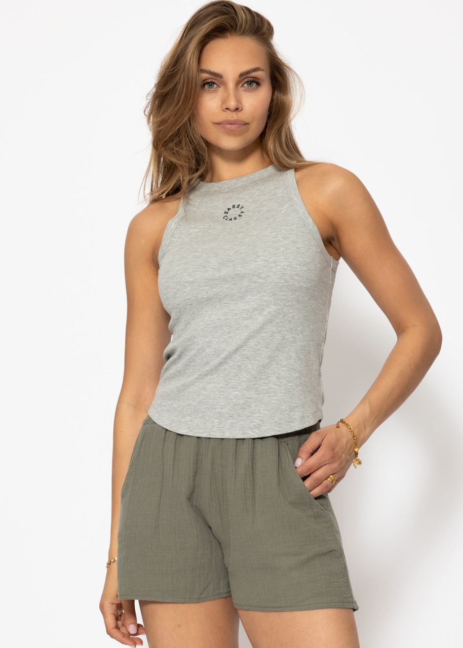 Tank Top mit Stickerei - grau