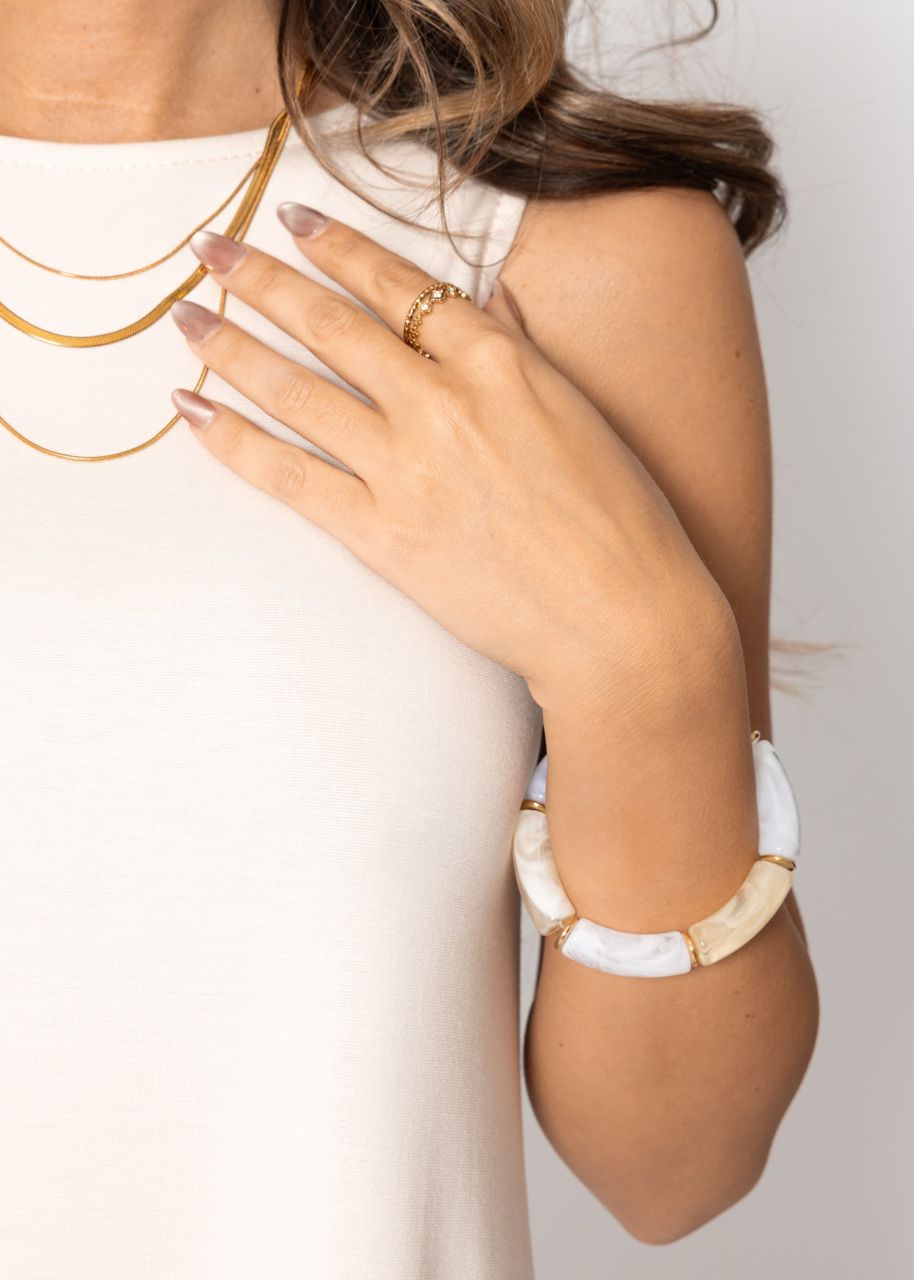 Armband mit Perlen - offwhite