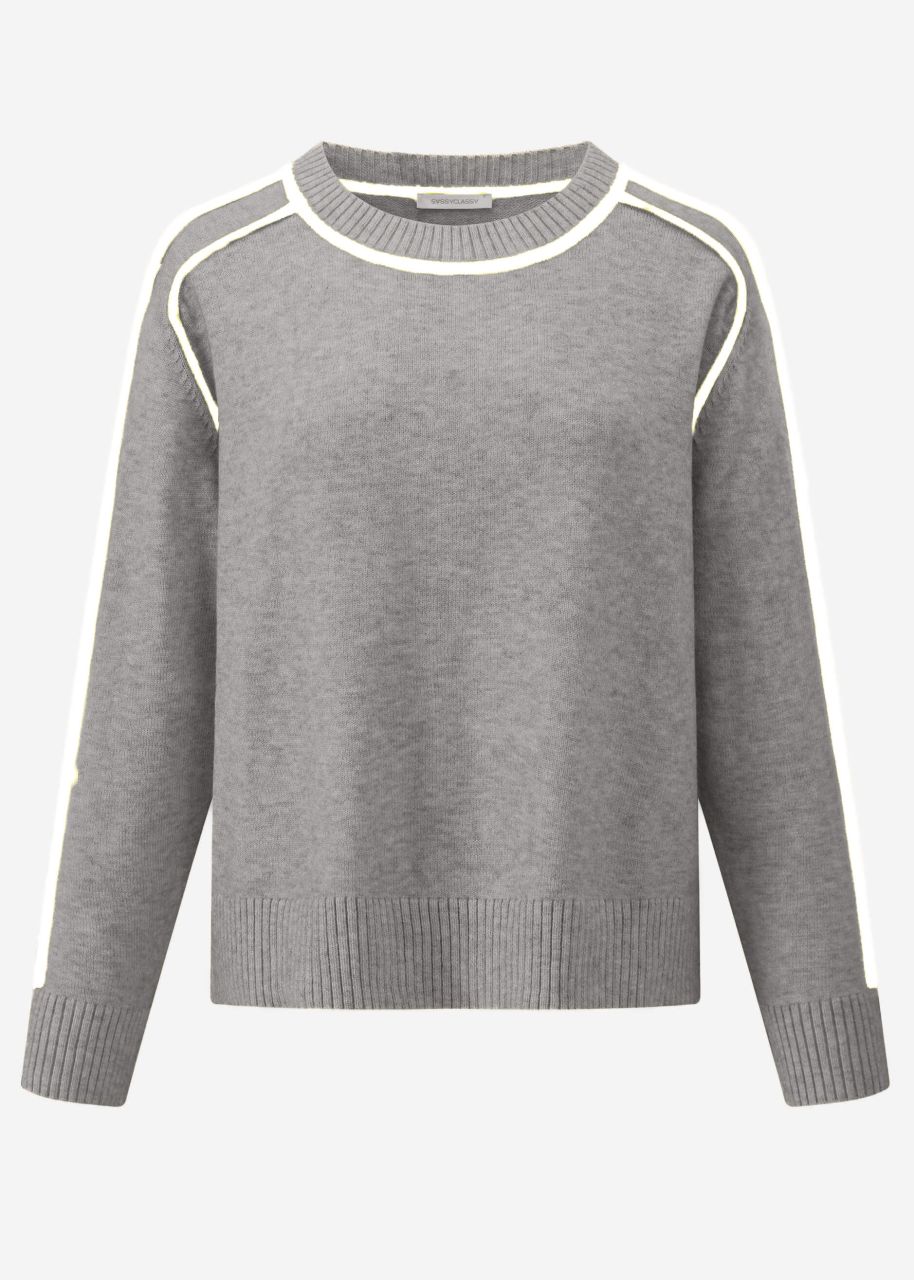 Pullover mit Zierblenden - grau-beige