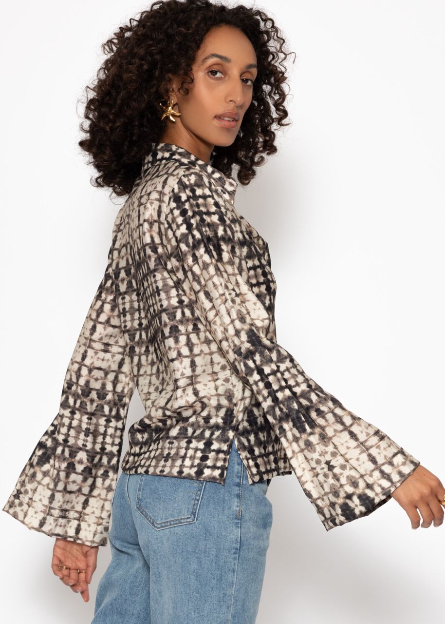 Viskose Bluse mit Print - taupe