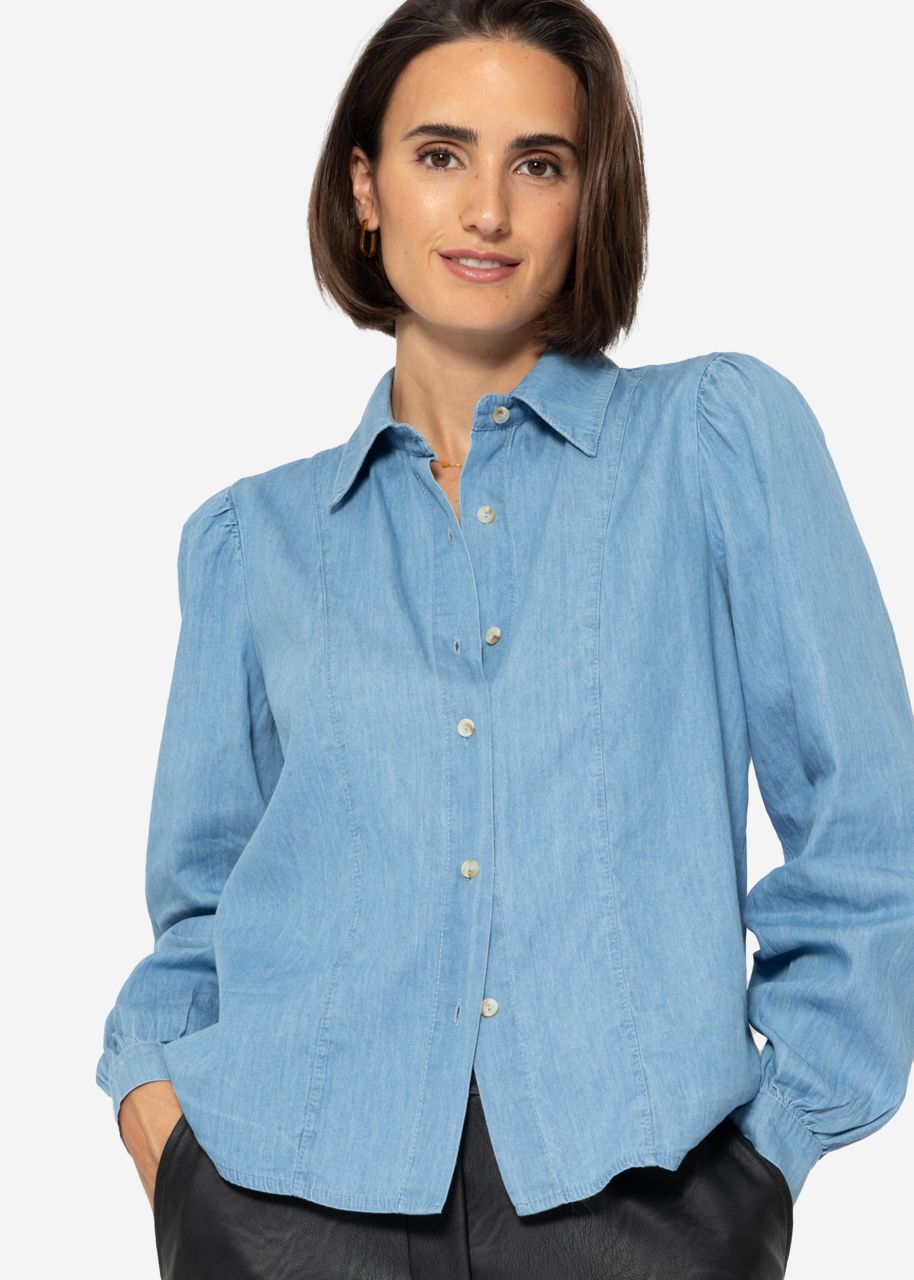 Feminine Denim Bluse - blau